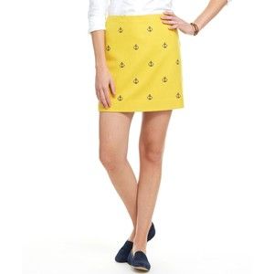 Vineyard Vines Yellow Blue Anchor Wool Gold Plus Size 14 Skirt Nautical